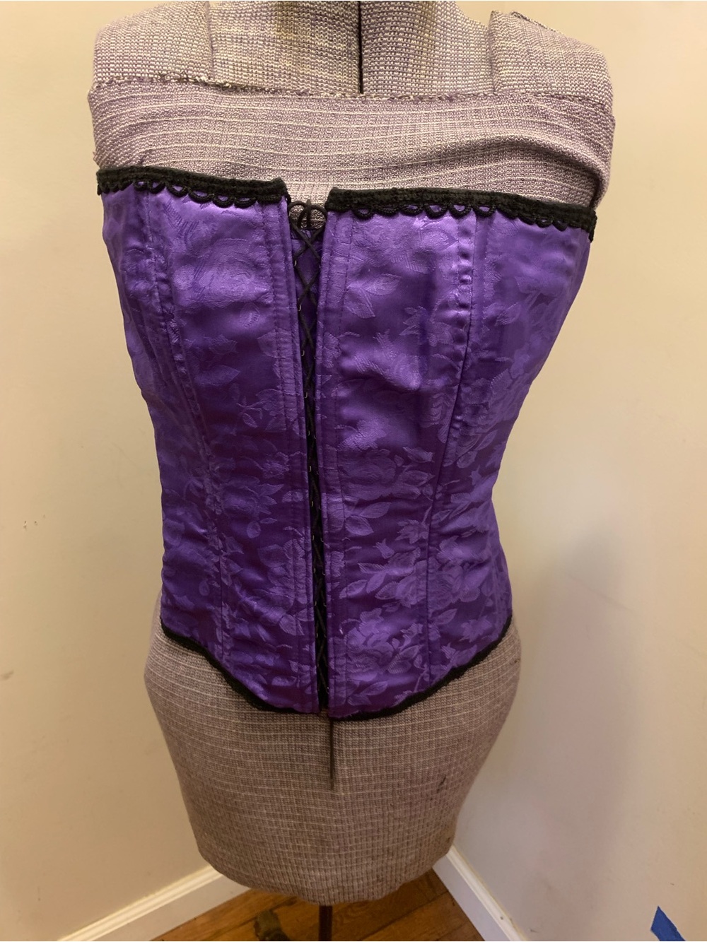 Authentic Renaissance Fair Purple Floral Brocade Bandeau Corset Top
